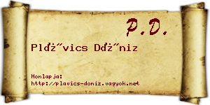 Plávics Döniz névjegykártya